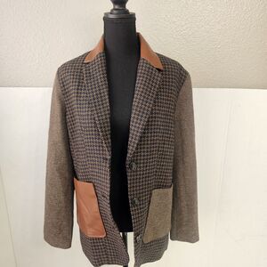 Steve Madden Kelly Blazer Vintage Style Plaid Blocked Modern Contemporary R0346